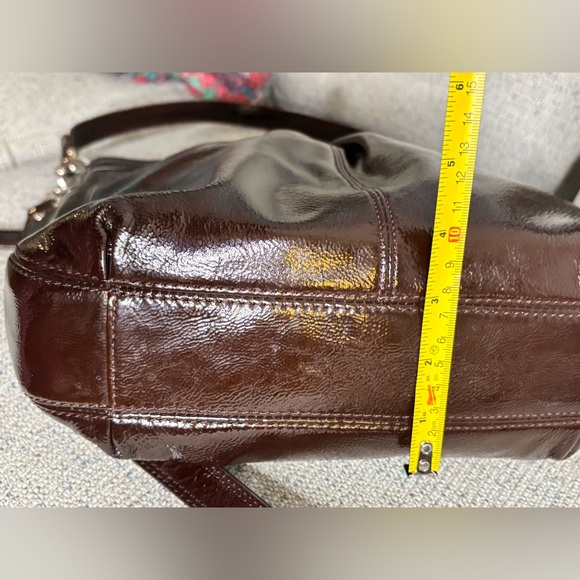 Coach Ashley Chocolate Brown Patent Leather Crossbody-Silver Hardware - Picture 11 of 16